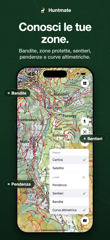 Know your zones — reserves, protected areas, trails, slope and elevation contours on the Swiss topo map